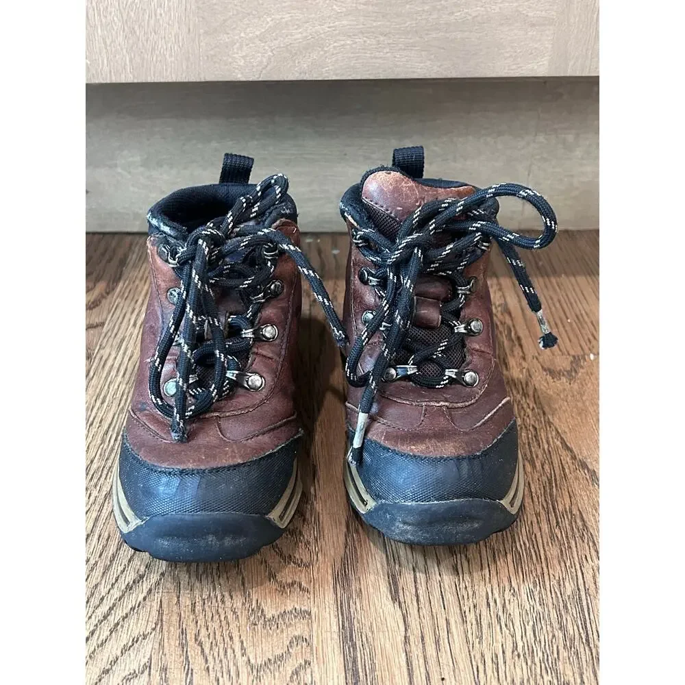 Timberland Back Road Leather Mid Hiking Boots Brown Black Kids Size 9.5 Toddler